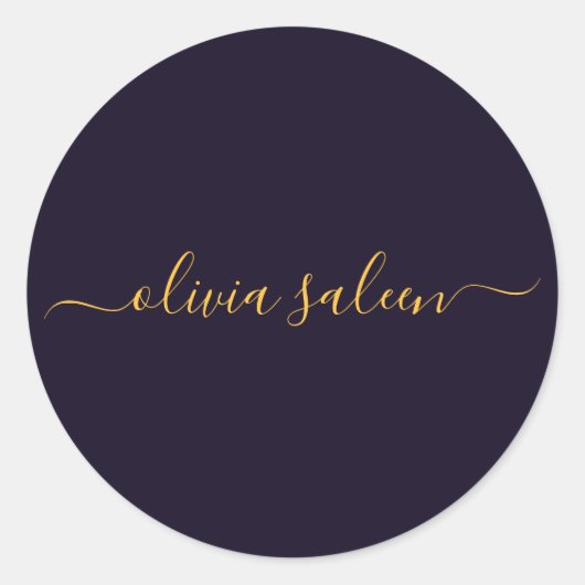 黄金のパーソナライズされた黒 ラウンドシール (正面)