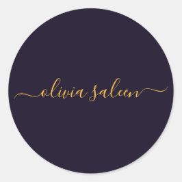 黄金のパーソナライズされた黒 ラウンドシール