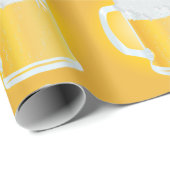 黄金のビアマグカップの泡立つパインパターン ラッピングペーパー (ロールコーナー)