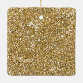 黄金のフェイク黄色のグリッターテクスチャの名前 セラミックオーナメント (裏面)