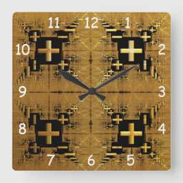黄金のフラクタルクロス スクエア壁時計