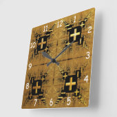 黄金のフラクタルクロス スクエア壁時計 (傾斜)
