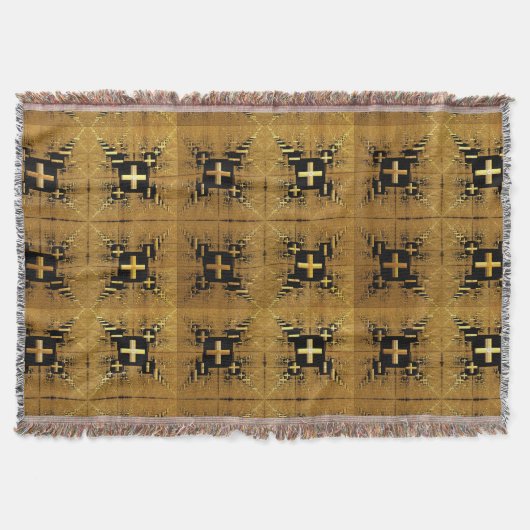 黄金のフラクタルクロス スローブランケット (正面)