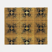 黄金のフラクタルクロス フリースブランケット (正面(横))