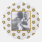 黄金のフラクタル星オンホワイト |先祖の写真 オーナメントカード (裏面)