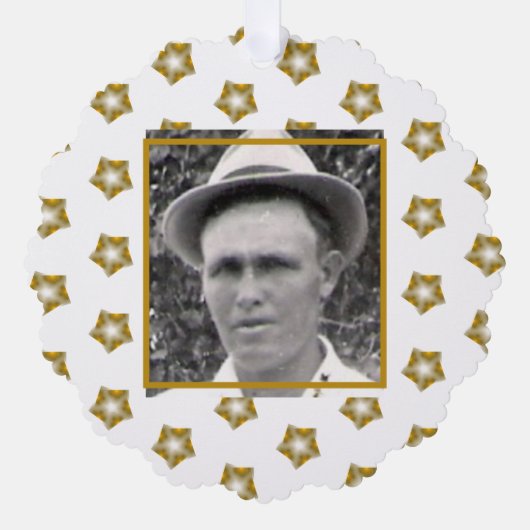 黄金のフラクタル星オンホワイト |先祖の写真 オーナメントカード (正面)