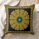黄金のフラクタル額縁オーナメント曼荼羅 クッション (ブランケット)