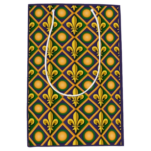 黄金のフルーアとマルディの草のパターン – デリス ミディアムペーパーバッグ (正面)