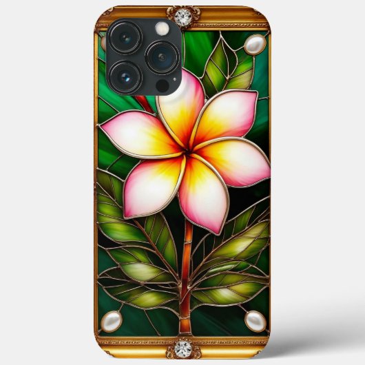 黄金のフレームのフラワーデザイン Case-Mate iPhoneケース (裏面)
