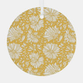 黄金のフローラのドードル、抽象芸術の手を描画 ガラスオーナメント (裏面)