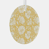 黄金のフローラのドードル、抽象芸術の手を描画 ガラスオーナメント (正面右)