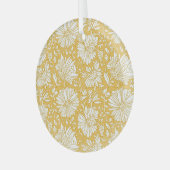 黄金のフローラのドードル、抽象芸術の手を描画 ガラスオーナメント (正面左)