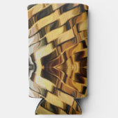 黄金のブロンズのブロックパターン スリム缶クーラー (正面)