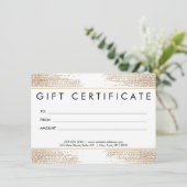 黄金のブロンズの紙吹雪ドットのギフト証明書 (スタンド正面)