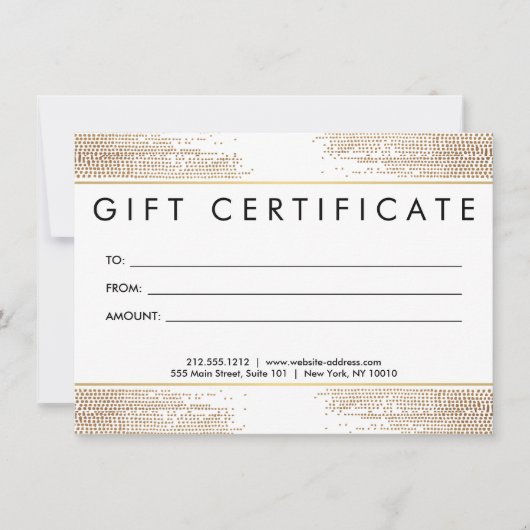 黄金のブロンズの紙吹雪ドットのギフト証明書 (正面)