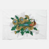 黄金のペンダントを持つミツバチの食べ物 キッチンタオル (横)