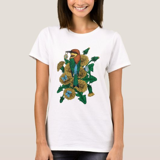 黄金のペンダントを持つミツバチの食べ物 Tシャツ (正面)