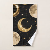 黄金のメタリックの月模様、豪華な天空 バスタオルセット (ハンドタオル)
