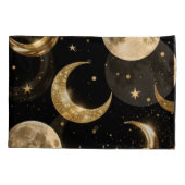 黄金のメタリックの月模様、豪華な天空 枕カバー (裏面)