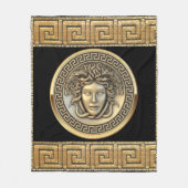黄金のメドゥーサとギリシャ鍵模様 フリースブランケット (正面)