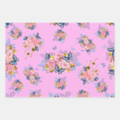 黄金のモダン幾何学的と花ガロール ラッピングペーパーシート (正面3)