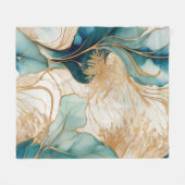 黄金のユニーク境界を持つ抽象芸術アルコールインク フリースブランケット (正面(横))