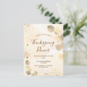 黄金のユーカリの葉感謝祭ディナー インビテーションポストカード (スタンド正面)