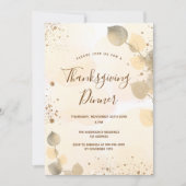 黄金のユーカリの葉感謝祭ディナー 招待状 (正面)