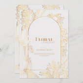 黄金のラインの花がたくさんある 招待状 (正面/裏面)