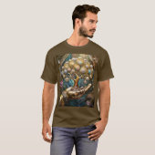 黄金のロボットの手が命の金の木を持つ Tシャツ (正面フル)