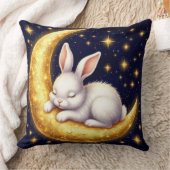 黄金の三日月に眠る白いうさぎ クッション (ブランケット)
