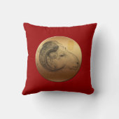 黄金の中国のラム新年羊の枕 クッション (裏面)