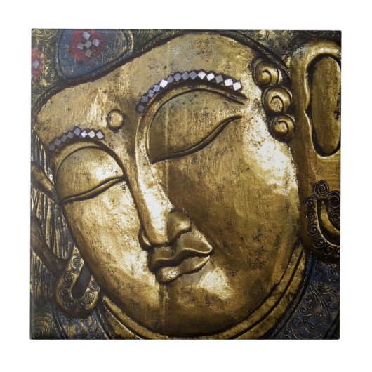 黄金の仏の祝福 励ましの愛 タイル (正面)