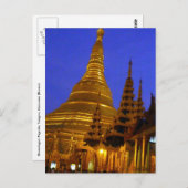 黄金の仏塔shwedagonの夜 ポストカード (正面/裏面)