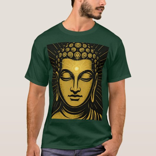 黄金の仏陀第三の眼Tシャツ | スピリチュアルな目覚め Tシャツ (正面)
