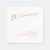 黄金の優雅パーソナライズされたさ50周年 スタンダードカクテルナプキン (正面)