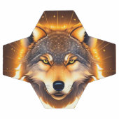 黄金の光に照らされたラディアントウルフの顔 サッカーボール (フラット)