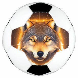 黄金の光に照らされたラディアントウルフの顔 サッカーボール