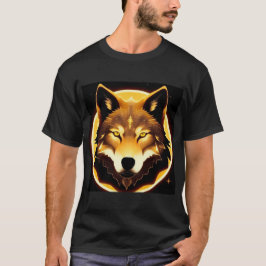 黄金の光に照らされたラディアントウルフの顔 Tシャツ