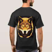 黄金の光に照らされたラディアントウルフの顔 Tシャツ (裏面)