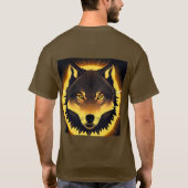 黄金の光に照らされたラディアントウルフの顔 Tシャツ (裏面)