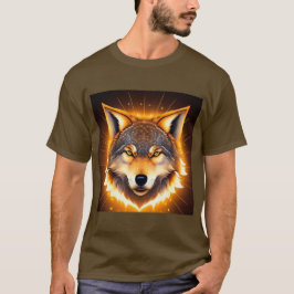 🐺 黄金の光に照らされたラディエントウルフの顔 Tシャツ