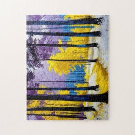 黄金の光の魅惑的な森の小道 ジグソーパズル