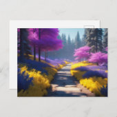 黄金の光の魅惑的な森の小道 ポストカード (正面/裏面)