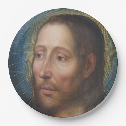 黄金の光背を持つイエス・キリスト ペーパープレート (正面)