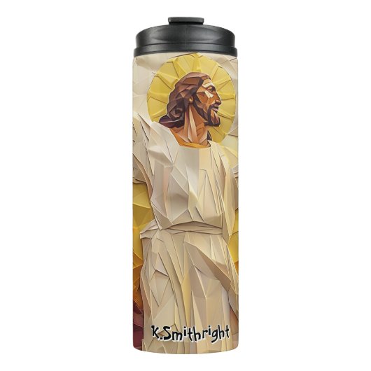 黄金の光背を持つ幾何学的イエスキリスト タンブラー (正面)
