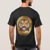 黄金の円形の背景にトラの頭のエンブレム Tシャツ (裏面)