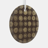 黄金の円:手書きパターン ガラスオーナメント (正面右)