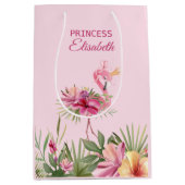 黄金の冠を持つフラミンゴ ミディアムペーパーバッグ (正面)