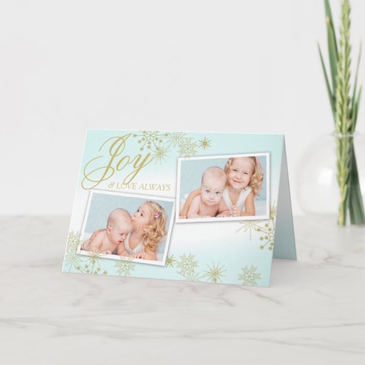 黄金の冬の雪片の写真 シーズンカード (正面)